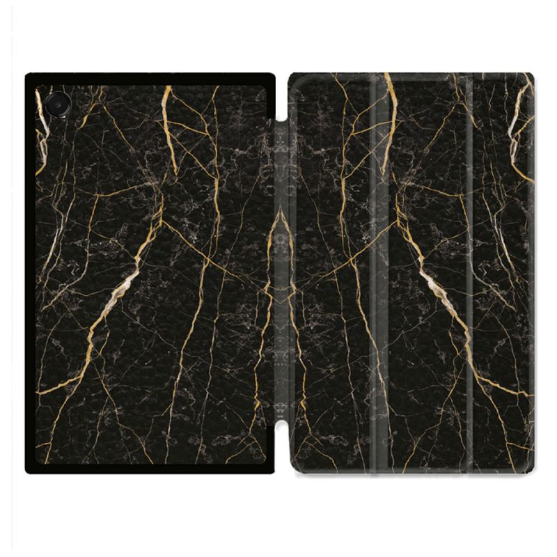 Coque Renforcée Pour Galaxy Tab A11 Plus Texture Marbre Noir