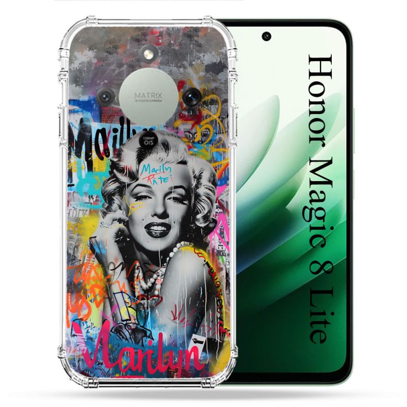 Coque Renforcée Pour Honor Magic 8 Lite 5G Street Art Maryline Monroe