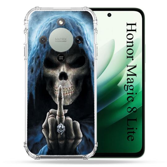 Coque Renforcée Pour Honor Magic 8 Lite 5G Tete de Mort Doigt
