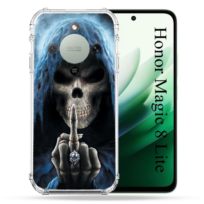 Coque Renforcée Pour Honor Magic 8 Lite 5G Tete de Mort Doigt