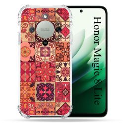 Coque Renforcée Pour Honor Magic 8 Lite 5G Texture Carreau Ciment Rouge