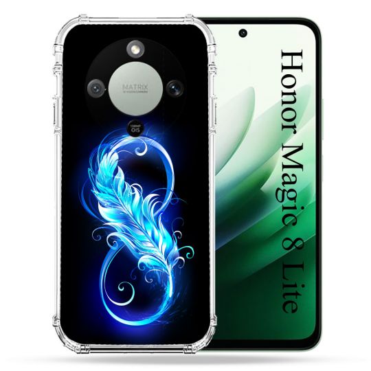 Coque Renforcée Pour Honor Magic 8 Lite 5G Texture Plume Infini Bleu