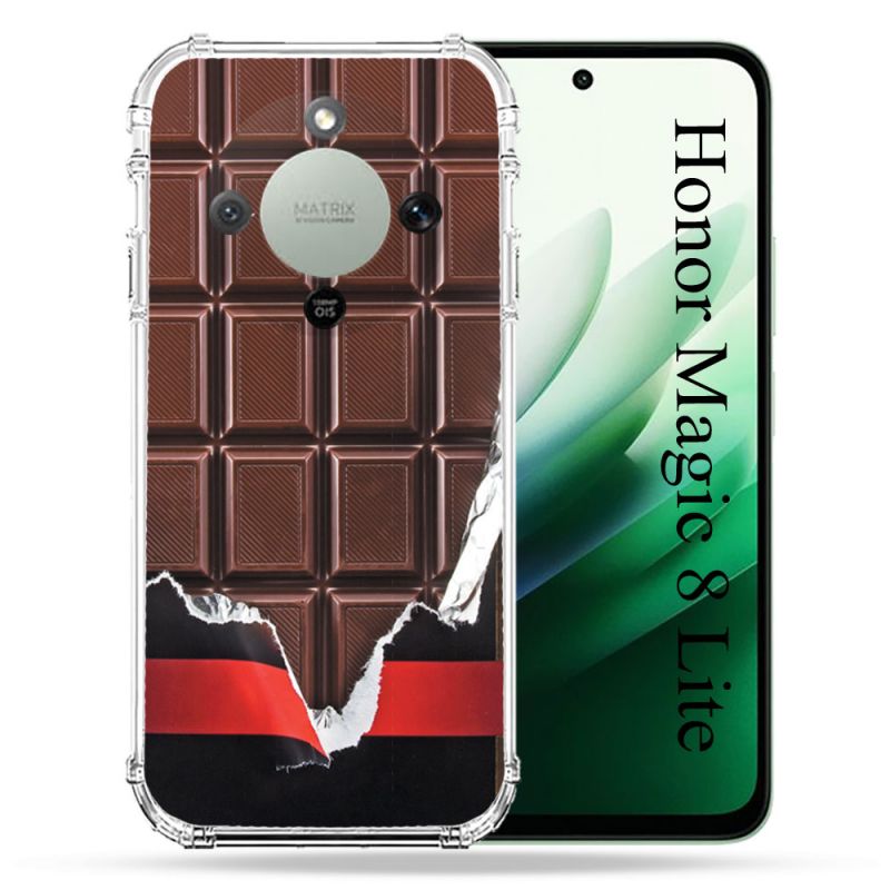 Coque Renforcée Pour Honor Magic 8 Lite 5G Texture Trompe Oeil Chocolat