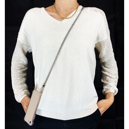 Coque Renforcée Transparente Pour Honor Magic 8 Lite 5G Lanière / Cordon Metal Serpent Argent