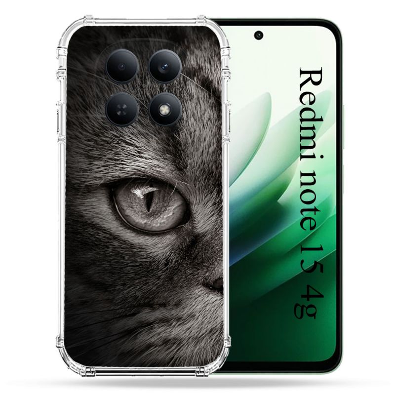 Coque Renforcée Pour Redmi Note 15 4G Animal Chat Gris