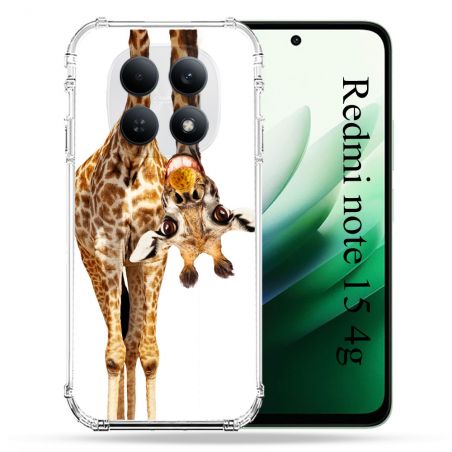 Coque Renforcée Pour Redmi Note 15 4G Animal Girafe Blanche
