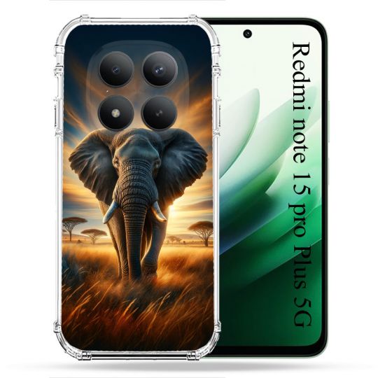 Coque Renforcée Pour Redmi Note 15 Pro Plus 5G Animal Elephant Savane