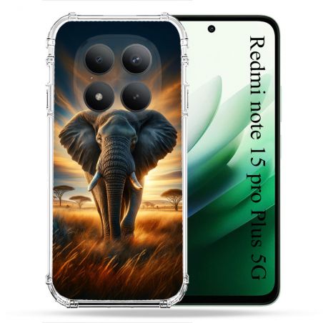 Coque Renforcée Pour Redmi Note 15 Pro Plus 5G Animal Elephant Savane