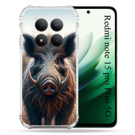 Coque Renforcée Pour Redmi Note 15 Pro Plus 5G Chasse Sanglier Attaque