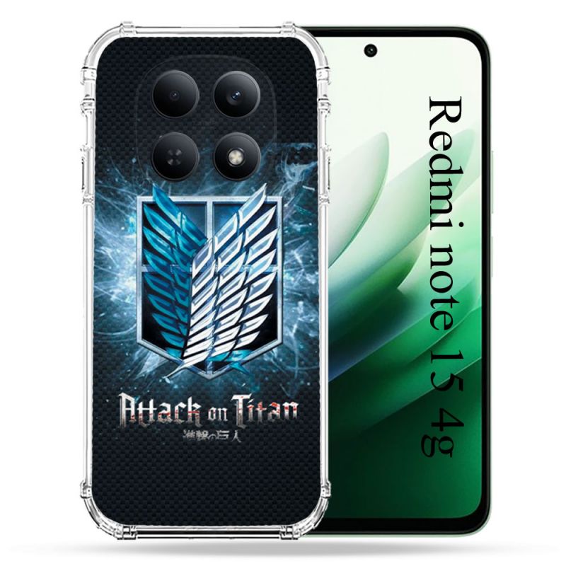 Coque Renforcée Pour Redmi Note 15 4G Manga Attaque Titans Noir