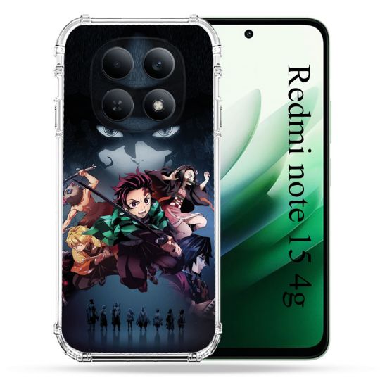 Coque Renforcée Pour Redmi Note 15 4G Manga Demon Slayer Noir