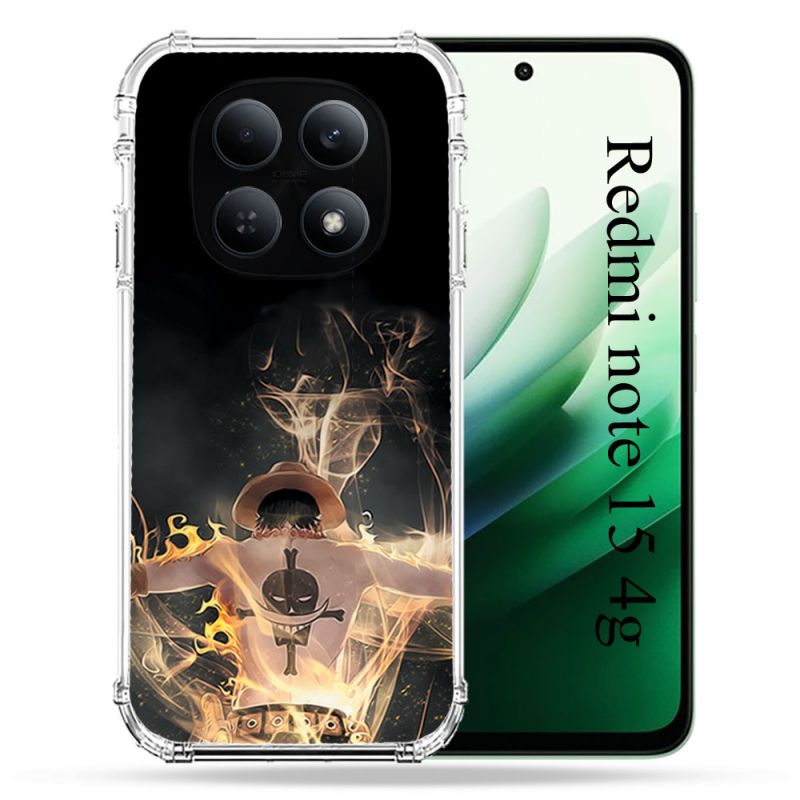 Coque Renforcée Pour Redmi Note 15 4G Manga One Piece Ace Noir