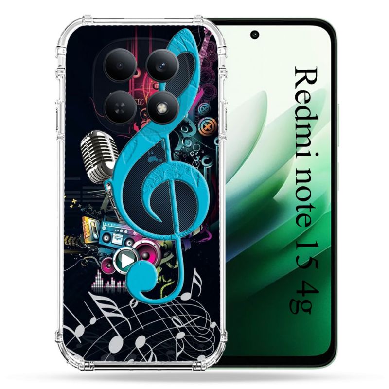 Coque Renforcée Pour Redmi Note 15 4G Musique Cle Sol Bleu