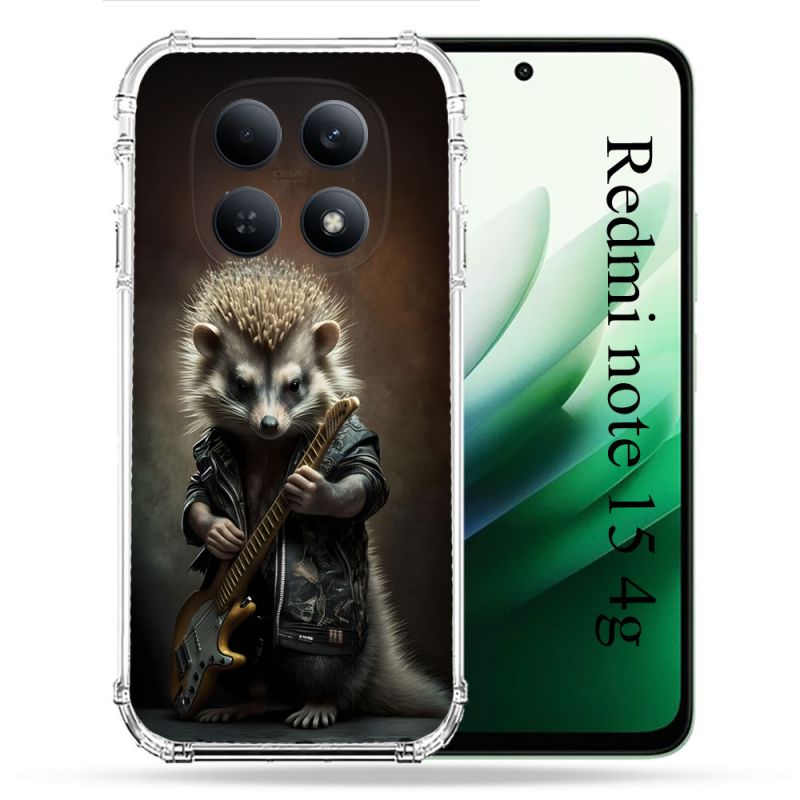 Coque Renforcée Pour Redmi Note 15 4G Musique Rock Herisson