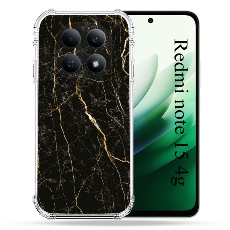 Coque Renforcée Pour Redmi Note 15 4G Texture Marbre Noir