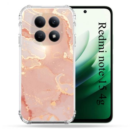 Coque Renforcée Pour Redmi Note 15 4G Texture Marbre Rose