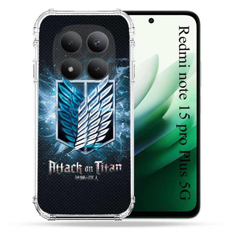 Coque Renforcée Pour Redmi Note 15 Pro Plus 5G Manga Attaque Titans Noir