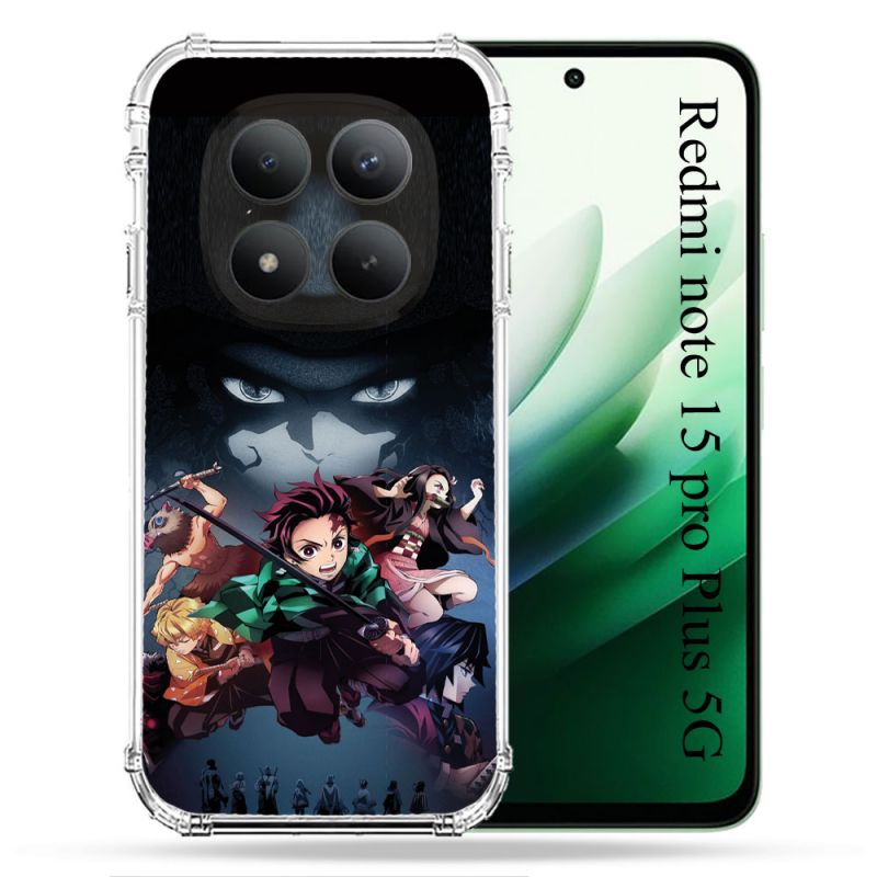 Coque Renforcée Pour Redmi Note 15 Pro Plus 5G Manga Demon Slayer Noir