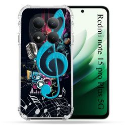Coque Renforcée Pour Redmi Note 15 Pro Plus 5G Musique Cle Sol Bleu