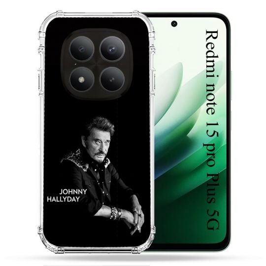 Coque Renforcée Pour Redmi Note 15 Pro Plus 5G Musique Johnny Hallyday Noir