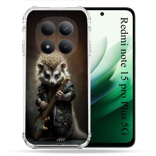 Coque Renforcée Pour Redmi Note 15 Pro Plus 5G Musique Rock Herisson