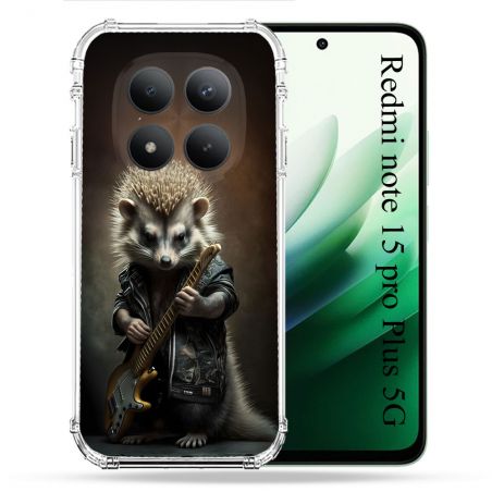 Coque Renforcée Pour Redmi Note 15 Pro Plus 5G Musique Rock Herisson
