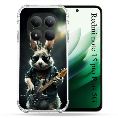 Coque Renforcée Pour Redmi Note 15 Pro Plus 5G Musique Rock Lapin