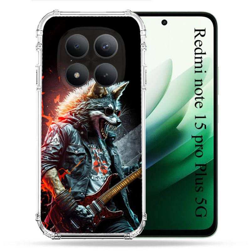 Coque Renforcée Pour Redmi Note 15 Pro Plus 5G Musique Rock Loup