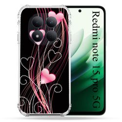 Coque Renforcée Pour Redmi Note 15 Pro 5G Amour Coeur Rose Montant sur Noir