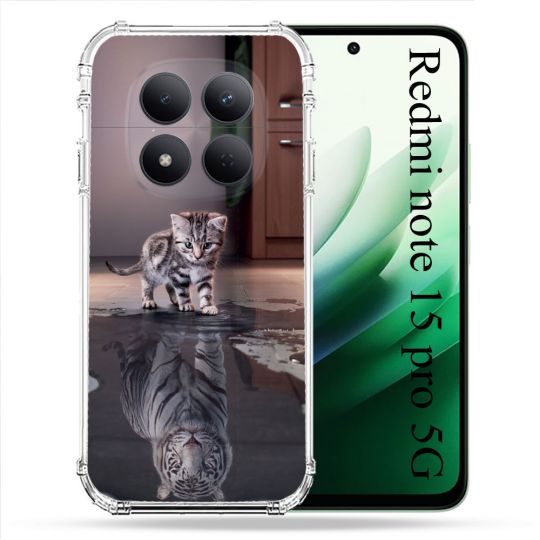 Coque Renforcée Pour Redmi Note 15 Pro 5G Animal Chat Reflet