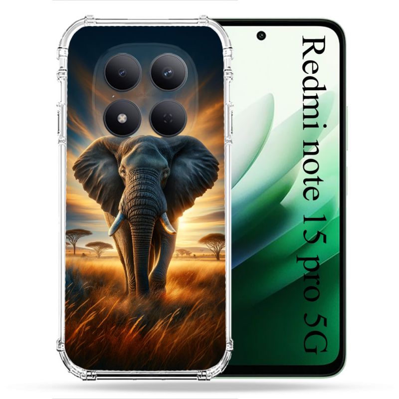 Coque Renforcée Pour Redmi Note 15 Pro 5G Animal Elephant Savane