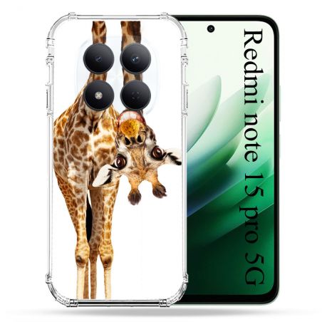 Coque Renforcée Pour Redmi Note 15 Pro 5G Animal Girafe Blanche