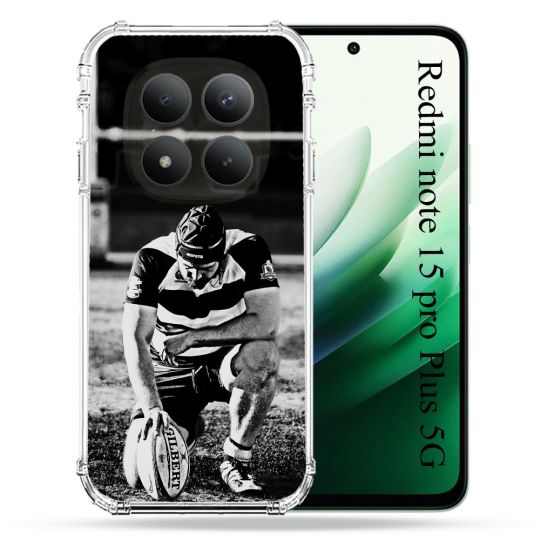 Coque Renforcée Pour Redmi Note 15 Pro Plus 5G Sport Rugby Noir Blanc
