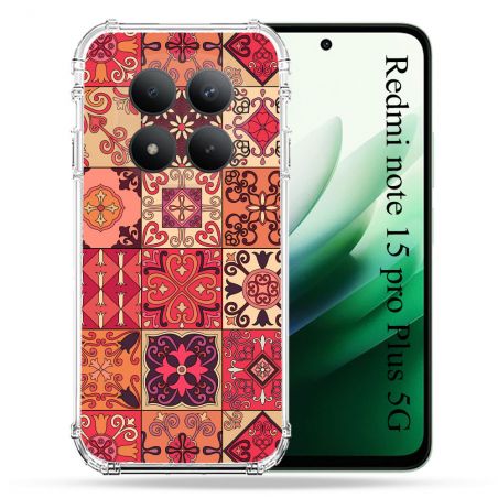 Coque Renforcée Pour Redmi Note 15 Pro Plus 5G Texture Carreau Ciment Rouge