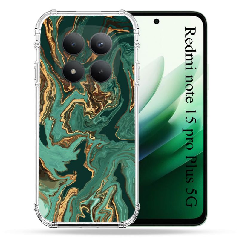 Coque Renforcée Pour Redmi Note 15 Pro Plus 5G Texture Marbre Vert
