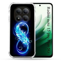 Coque Renforcée Pour Redmi Note 15 Pro Plus 5G Texture Plume Infini Bleu