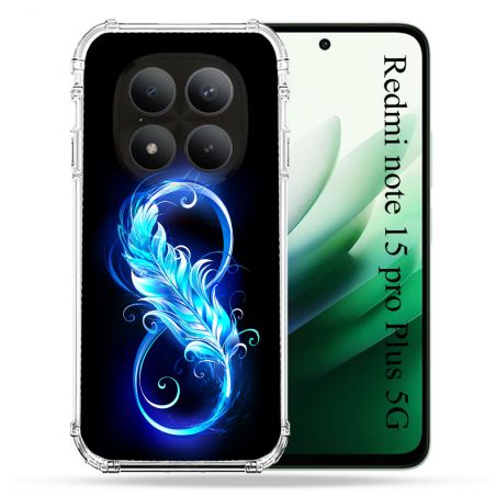 Coque Renforcée Pour Redmi Note 15 Pro Plus 5G Texture Plume Infini Bleu