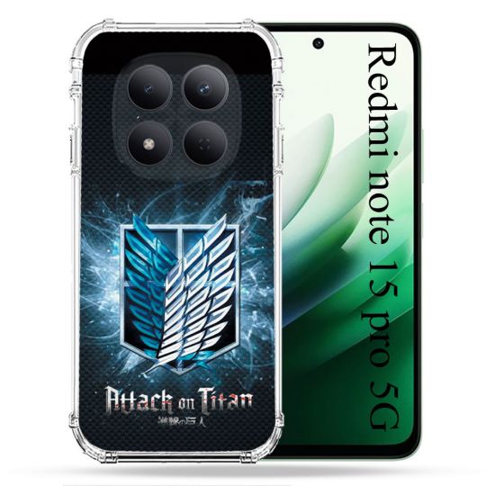 Coque Renforcée Pour Redmi Note 15 Pro 5G Manga Attaque Titans Noir