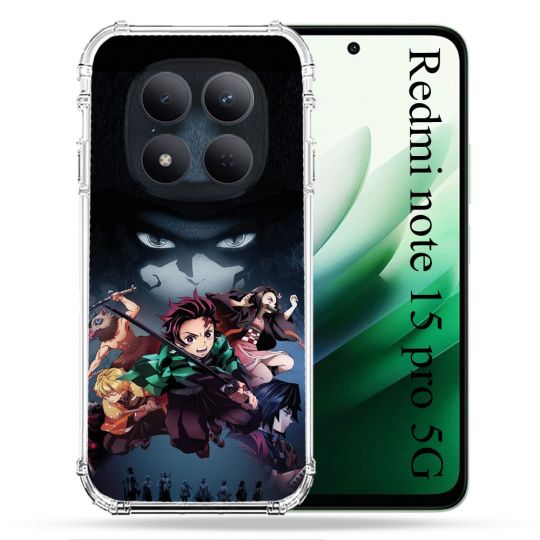 Coque Renforcée Pour Redmi Note 15 Pro 5G Manga Demon Slayer Noir