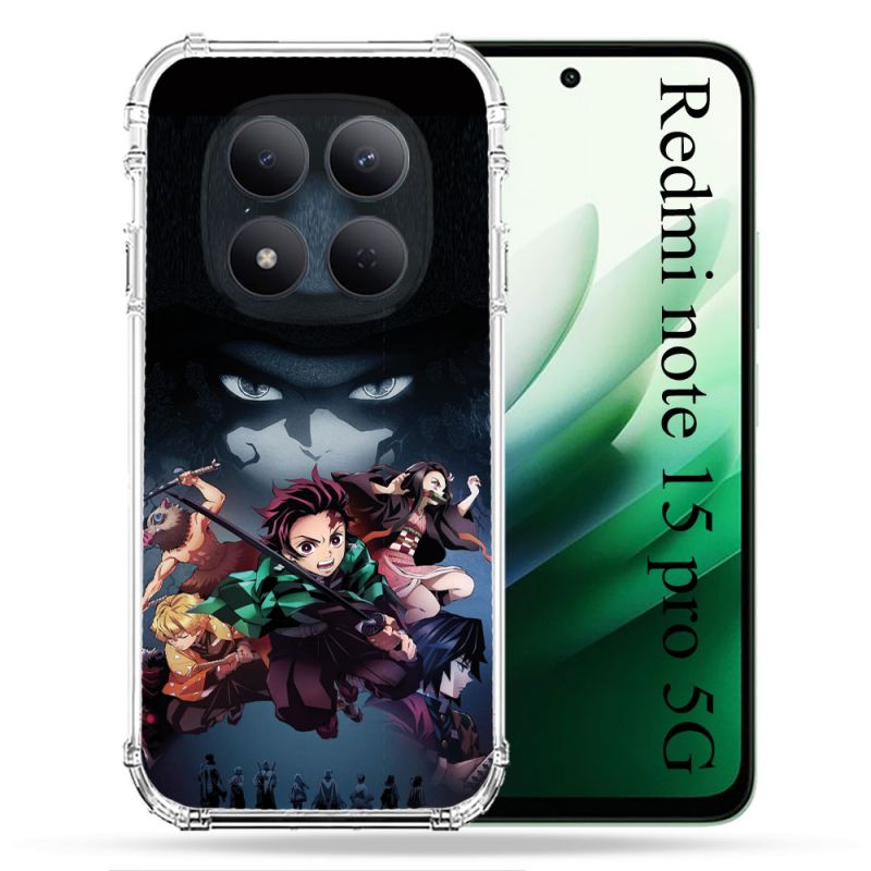 Coque Renforcée Pour Redmi Note 15 Pro 5G Manga Demon Slayer Noir