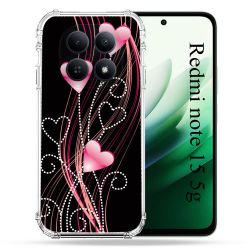 Coque Renforcée Pour Redmi Note 15 5G Amour Coeur Rose Montant sur Noir