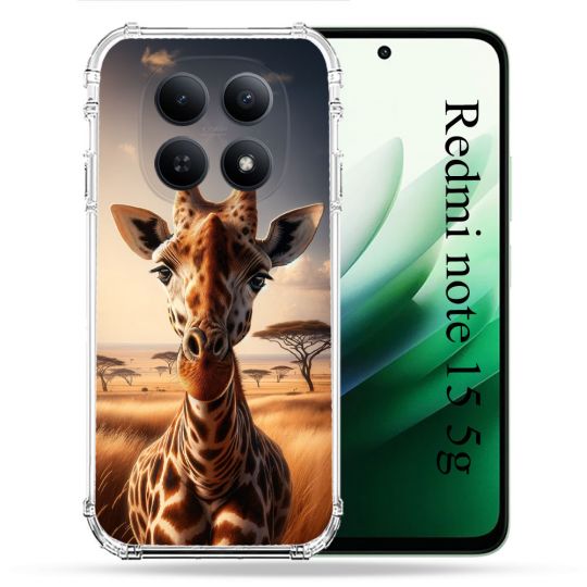 Coque Renforcée Pour Redmi Note 15 5G Animal Girafe Savane
