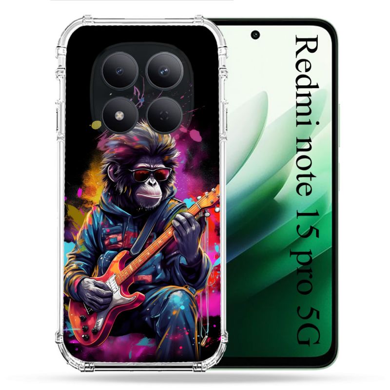Coque Renforcée Pour Redmi Note 15 Pro 5G Musique Rock Singe