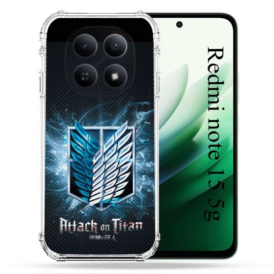 Coque Renforcée Pour Redmi Note 15 5G Manga Attaque Titans Noir