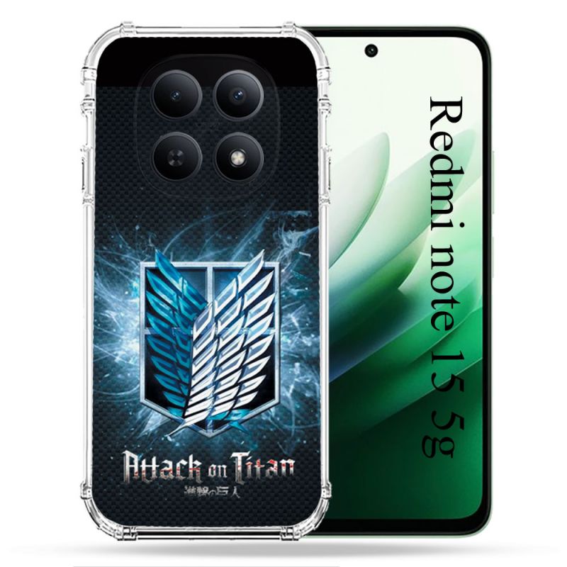 Coque Renforcée Pour Redmi Note 15 5G Manga Attaque Titans Noir