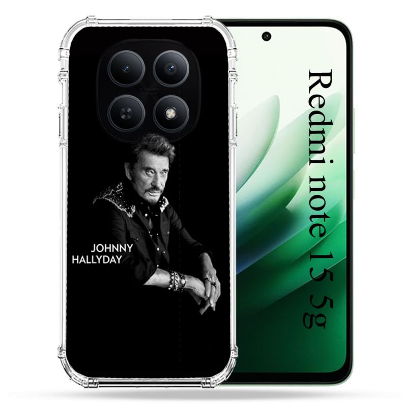 Coque Renforcée Pour Redmi Note 15 5G Musique Johnny Hallyday Noir