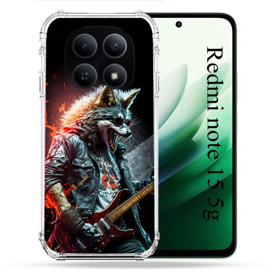 Coque Renforcée Pour Redmi Note 15 5G Musique Rock Loup