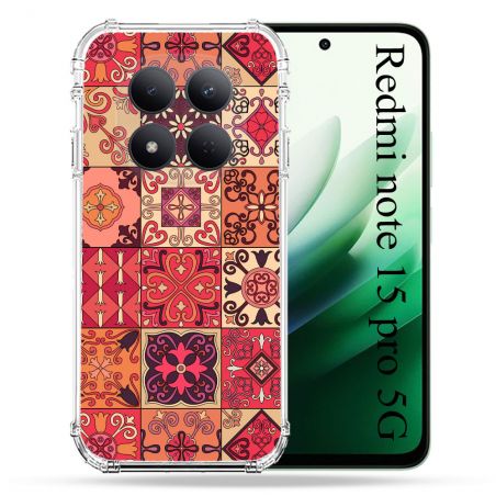 Coque Renforcée Pour Redmi Note 15 Pro 5G Texture Carreau Ciment Rouge