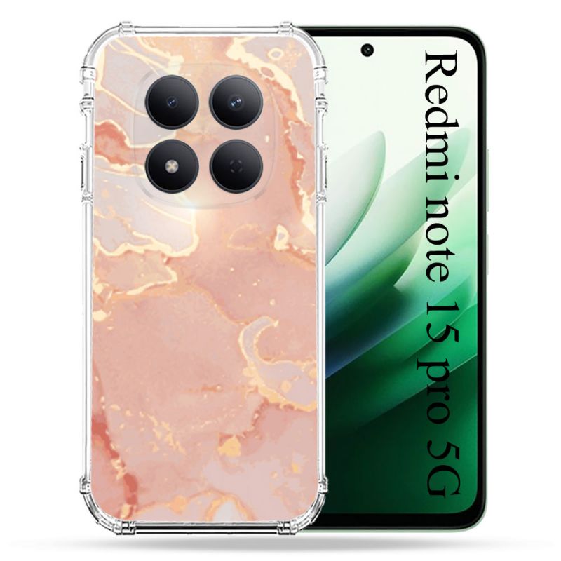 Coque Renforcée Pour Redmi Note 15 Pro 5G Texture Marbre Rose