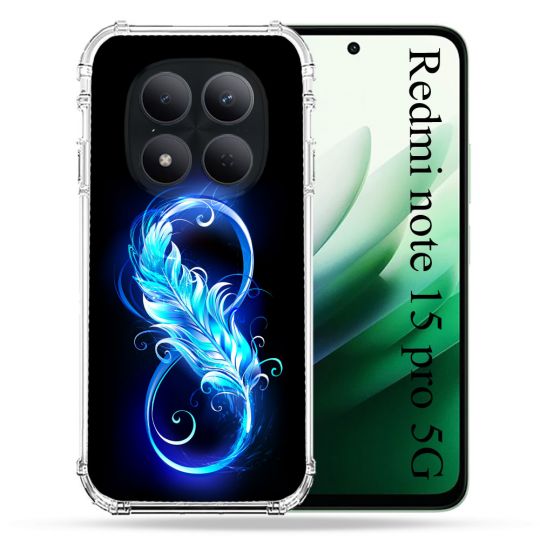 Coque Renforcée Pour Redmi Note 15 Pro 5G Texture Plume Infini Bleu